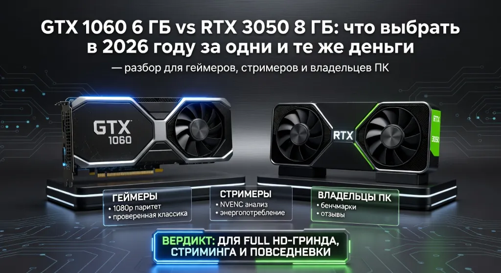 GTX 1060 6 ГБ vs RTX 3050 8 ГБ: что выбрать в 2026 году за одни и те же деньги — разбор для геймеров, стримеров и владельцев ПК