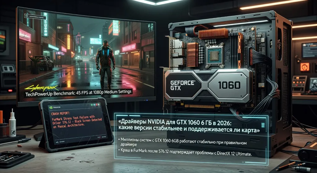 Драйверы NVIDIA для GTX 1060 6 ГБ в 2026: какие версии стабильнее и поддерживается ли карта