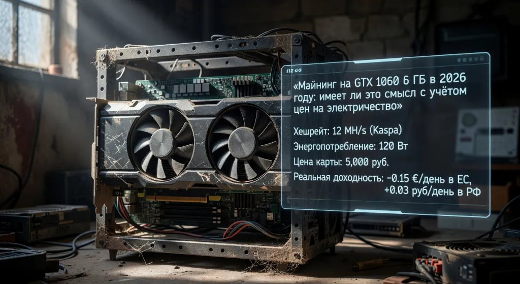 Майнинг на GTX 1060 6 ГБ в 2026 году: имеет ли это смысл с учётом цен на электричество